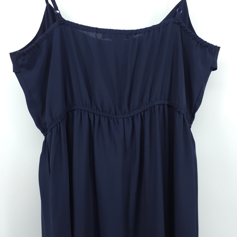 Forever 21 Womens Maxi Dress Small Navy Blue Ruffle Elastic Waist Boho Summer - Picture 4 of 11